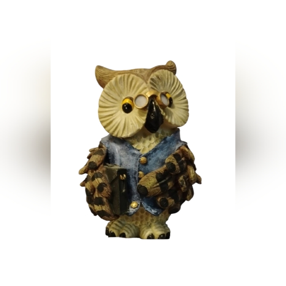 Whimsical Blue and Brown Owl Decor Accent